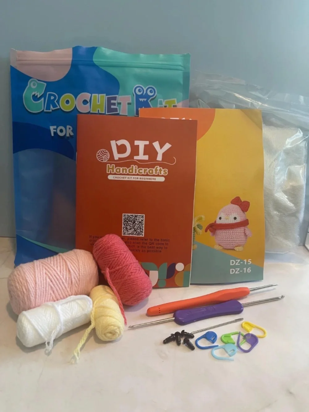 Pink Penguin Crochet Toy, Learn To Crochet Kit For Beginners